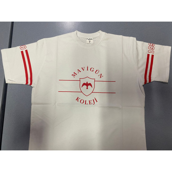 Mavigün Koleji BİSİKLET YAKA  24/1 PENYE KUMAŞTAN KISA KOL BEYAZ T-SHIRT