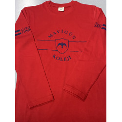 Mavigün Koleji BİSİKLET YAKA  İNTERLOG KUMAŞTAN UZUN KOL KIRMIZI T-SHIRT