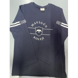 Mavigün Koleji BİSİKLET YAKA  İNTERLOG KUMAŞTAN UZUN KOL LACİVERT T-SHIRT